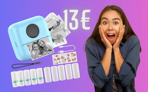 Mini stampante termica per foto compatta con 10 rotoli e 1 adesivo ora a 13€