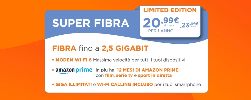 WINDTRE Super Fibra Limited Edition: ora a partire da 20,99€