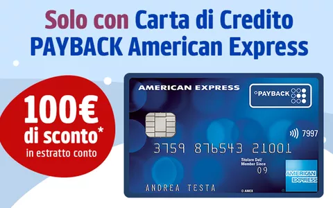 AMEX PayBack: 100€ in regalo nell'estratto conto