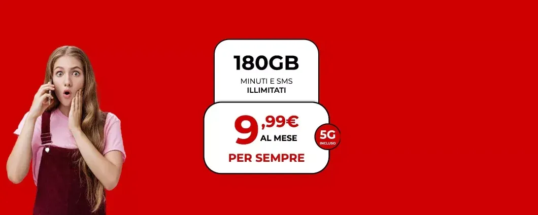 Iliad: 180 GB con minuti ed SMS illimitati a 9,99€ al mese