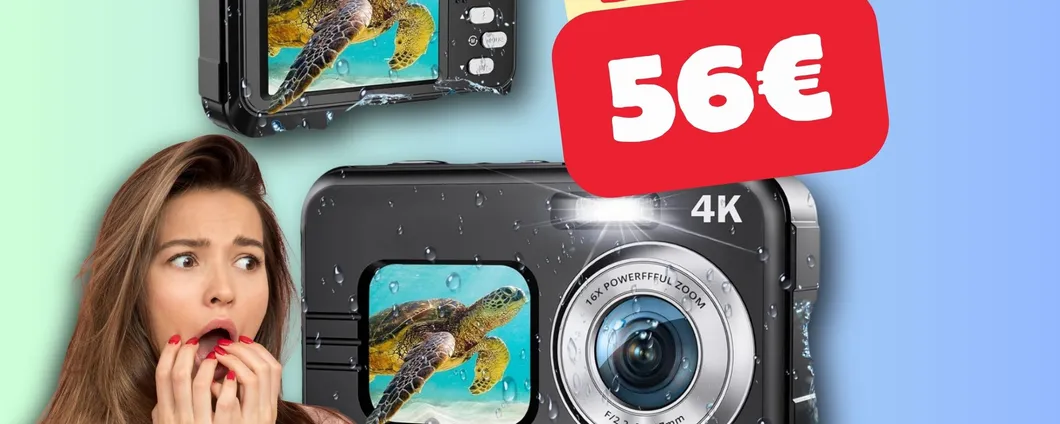 Fotocamera digitale 4K che va anche sotto acqua: solo 56€ per i tuoi viaggi!