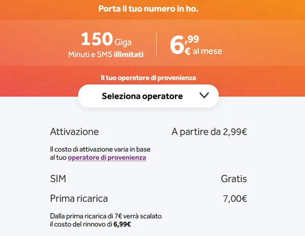 Cambio Operatore ho Mobile