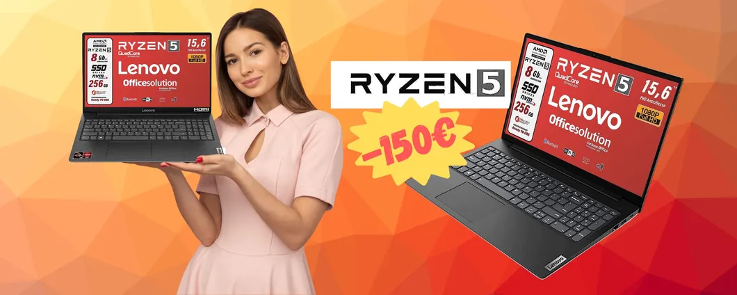 Lenovo con Ryzen 5, 8GB di RAM e SSD da 256GB a 150€ in MENO