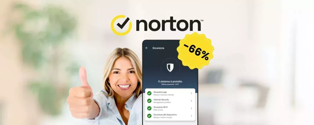 Proteggi tutti i tuoi dispositivi con Norton 360, risparmiando il 66%