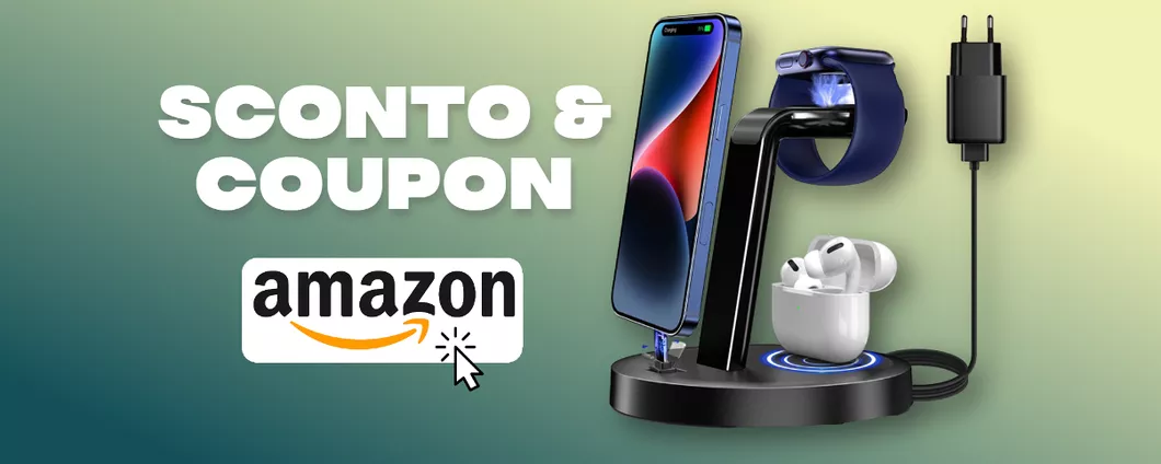 Stazione di ricarica 3-in-1 per iPhone, Apple Watch e AirPods: il REGALO di Amazon con sconto e coupon