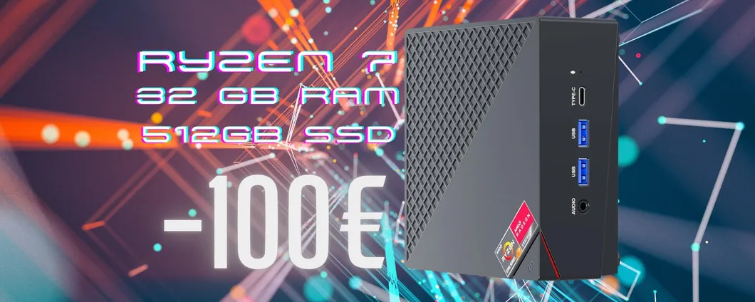 Mini PC NiPoGi AM06 PRO con Ryzen 7, 32GB RAM e 512GB SSD (-100€)