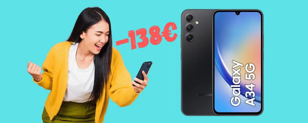 Samsung Galaxy A34 5G in SCONTO di 138€, che BOMBA!