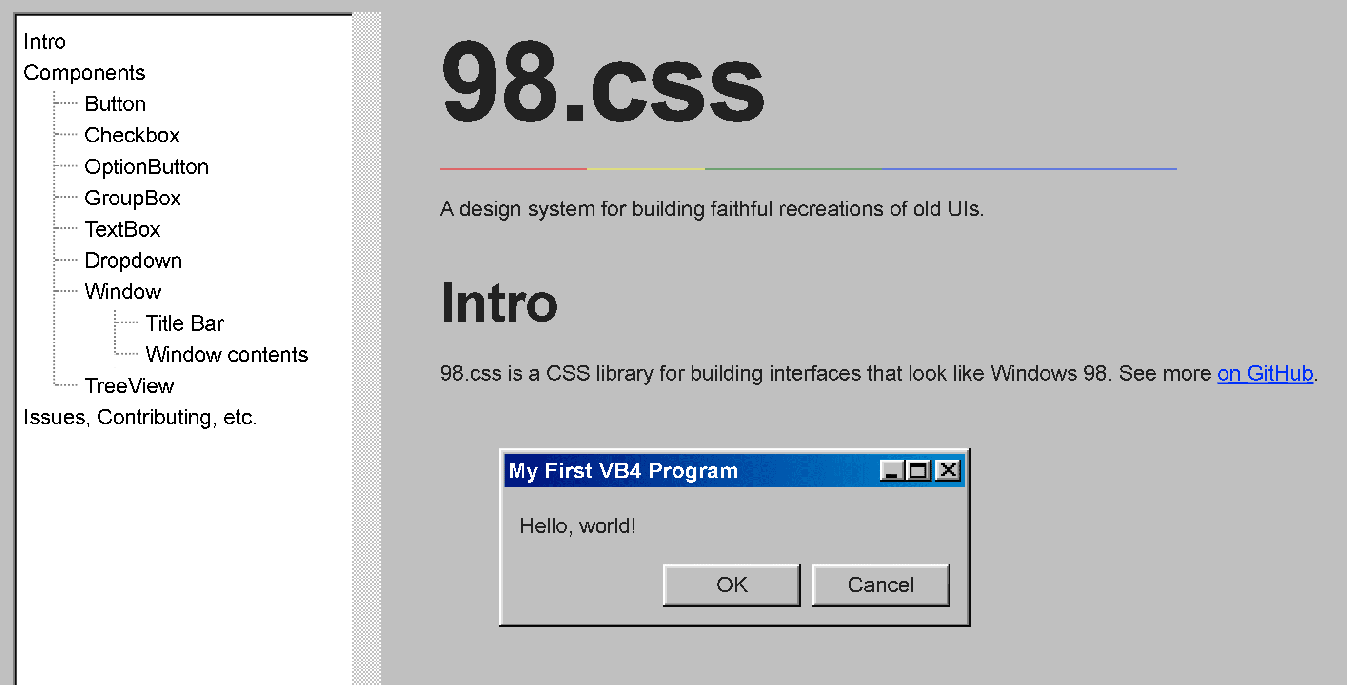 98.css, Libreria CSS Per Tornare A Windows 98 | Web Design HTML.it