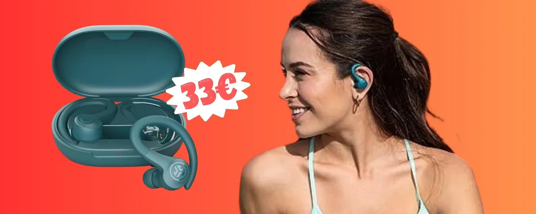 JLab Go Air Sport: auricolari wireless (IP55) con gancetti a 33€