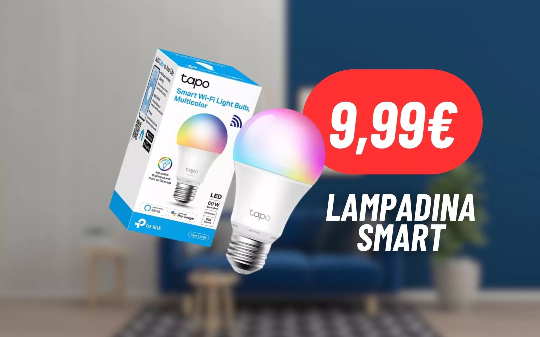 TP-Link Tapo L530E Lampadina WiFi Intelligente LED Smart Multicolore, E27,  Compatibile con Alexa e Google Home, 806 lumen, 9W(Equivalente 60 W)