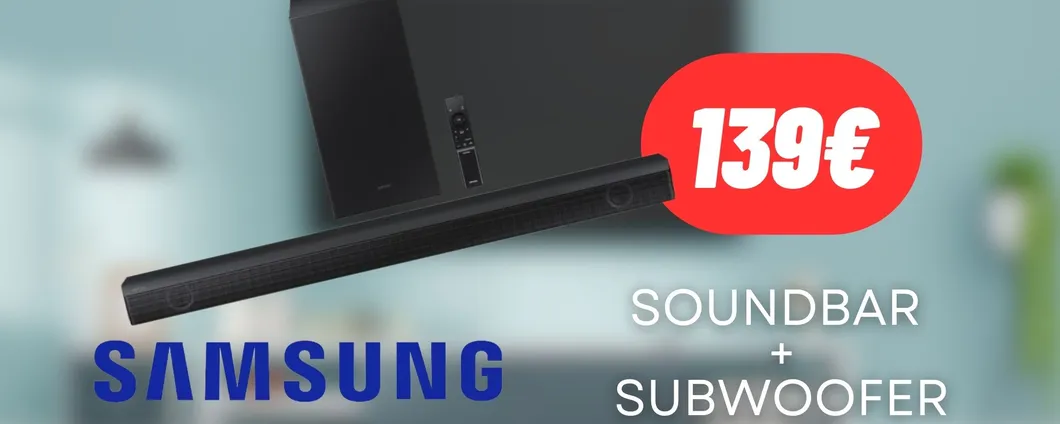Audio potente e di qualità massima con la soundbar + subwoofer di Samsung in OFFERTA
