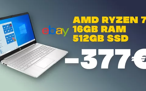 Notebook HP con Ryzen 7 e 16GB di RAM scontato di oltre 370€ su eBay!