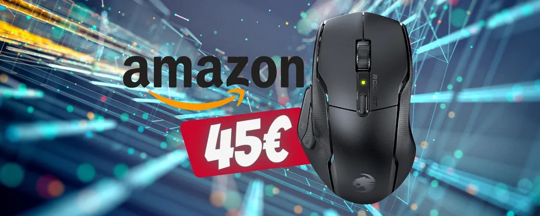 Mouse wireless da Gaming, ergonomico e con batteria gigante (45€)