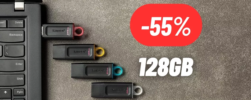 PenDrive Kingston da 128GB al 55% di sconto: PREZZO SHOCK