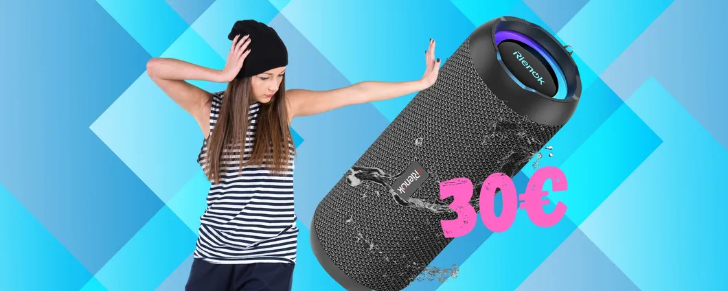 Cassa Bluetooth portatile resistente all'acqua con bassi potenti a 30€