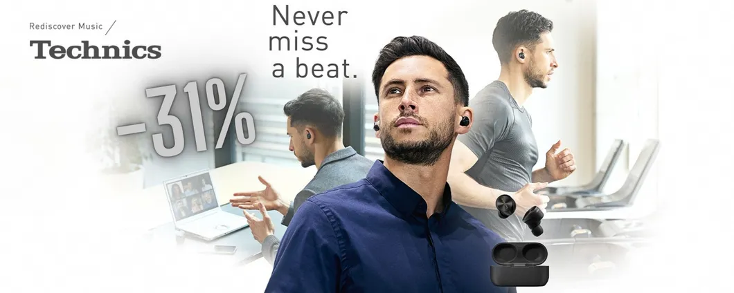 Qualità Technics al miglior prezzo: sconto del 31% sugli auricolari wireless