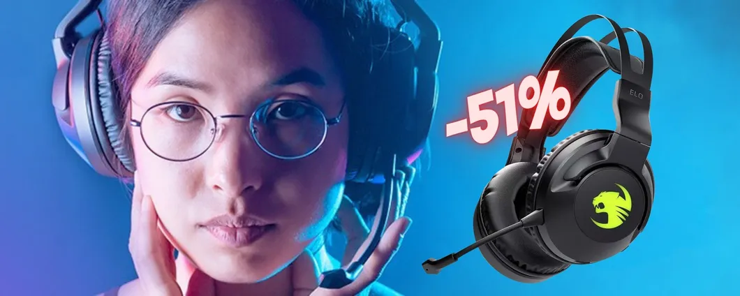 Cuffie da gaming wireless con suono surround e microfono al 51%
