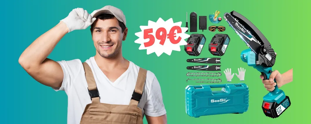 Mini motosega a batteria da 900W: il fai da te costa POCO (59€)