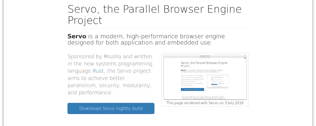 Servo engine: Mozilla pubblica le prime Nightly