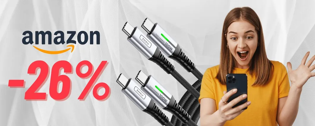 Cavo per RICARICA RAPIDA USB-C da oggi in SUPER OFFERTA su Amazon!