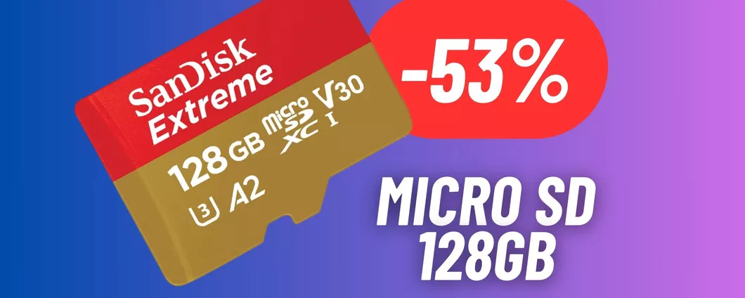 Amplia la tua memoria con la MICRO SD SANDISK da 128GB in SUPER SCONTO (-53%)