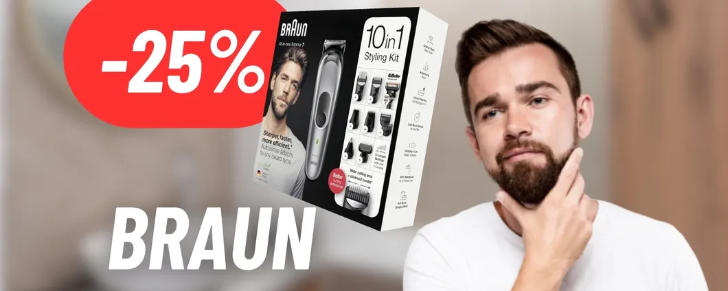 Barba perfetta con il rasoio elettrico Braun in SUPER SCONTO (-25%)