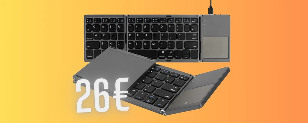 Mini tastiera pieghevole Bluetooth con touchpad integrato: praticità a soli 26€