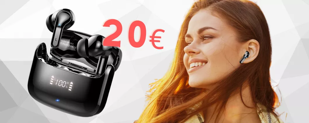 Oggi ti bastano 20€ per questi auricolari wireless impermeabili