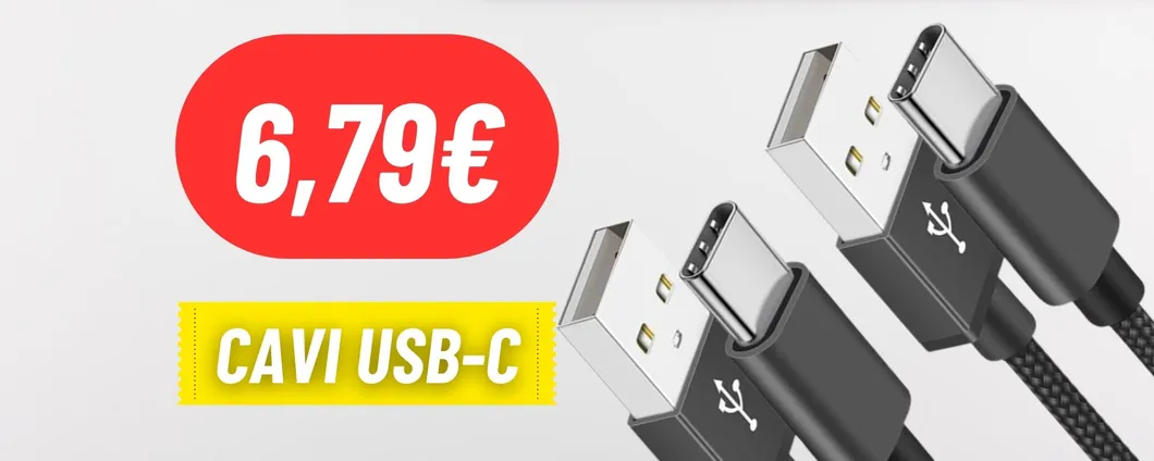 Raddoppia la connettività con ben DUE CAVI USB-C da 1M a 6,79€ Su AMAZON
