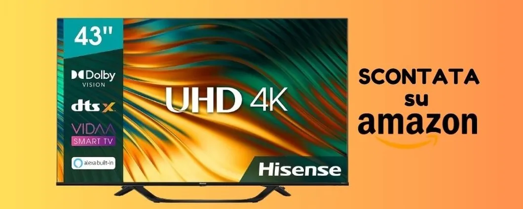 SOLO PER OGGI: tv Hisense da 43 pollici a PREZZO SCONTATO su Amazon!