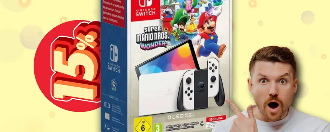 Nintendo Switch OLED Bianca con Super Mario Bros Wonder: SUPER SCONTO