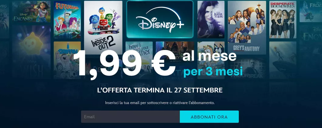 Disney+ ha rilanciato la promozione a 1,99 euro al mese per 3 mesi