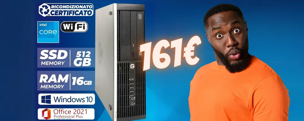 Computer fisso con Intel Core i7, 16GB di RAM e SSD da 512 GB a 161€