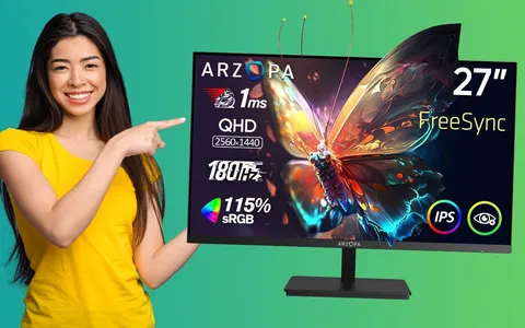 Monitor da Gaming ARZOPA da 27 pollici, QHD fino a 180Hz e risposta di 1ms