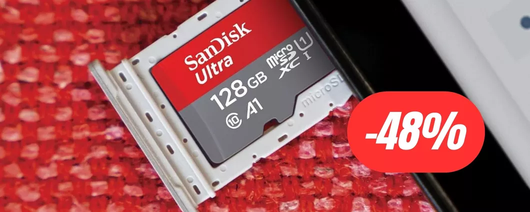 microSD SanDisk da 128GB con adattatore incluso al 48% di sconto