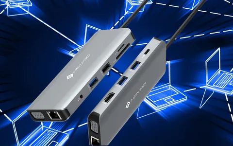 Docking Station 11 in 1 con HDMI, USB, SD, microSD, AUX, VGA e LAN