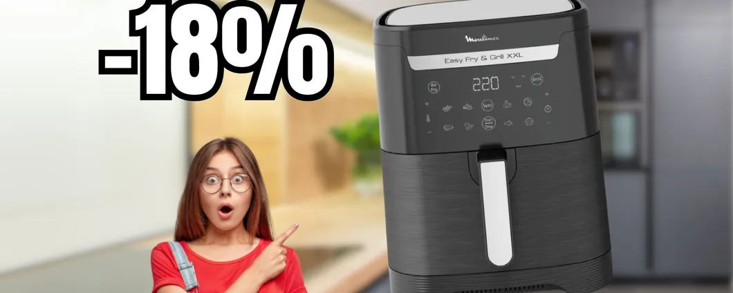 Friggitrice ad aria Moulinex da 6,5L, facile da pulire e con 8 programmi di cottura, OFFERTISSIMA AMAZON