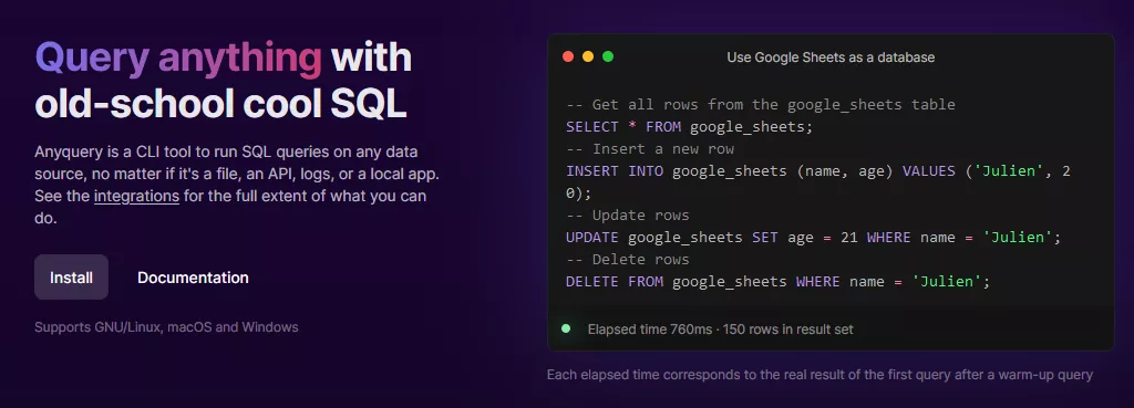 Anyquery: interagire con qualunque sorgente tramite SQL