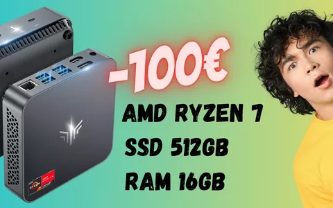 Mini PC con CPU Ryzen 7, SSD da 512GB e 16GB di RAM in SCONTO di 100€