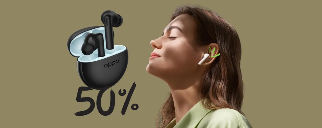 OPPO Enco Buds2 su Amazon a METÀ PREZZO: auricolari wireless super