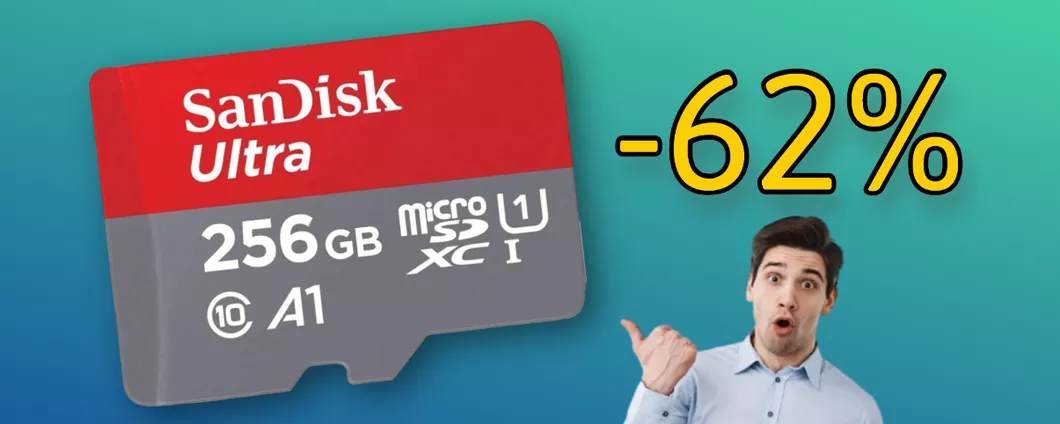 Offerta IMPERDIBILE sulla microSD SanDisk 256GB (-62%)