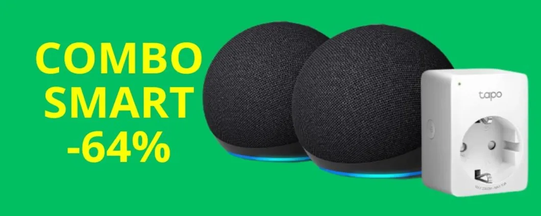 Due Echo Dot + presa intelligente TP-Link SCONTATI del 64% (solo su Amazon)