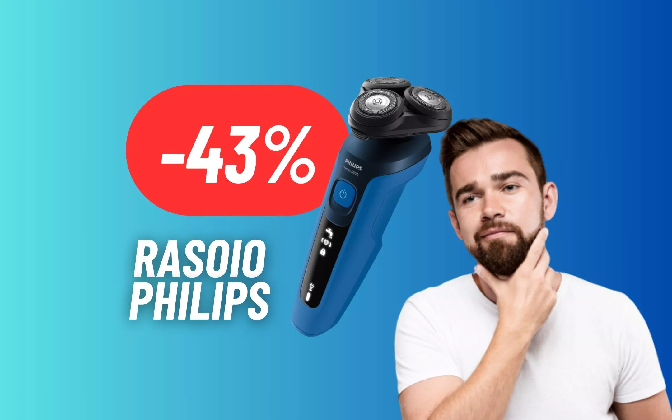 Rasatura perfetta con l'impeccabile rasoio elettrico Philips: SCONTO SHOCK  con il Black Friday 2023 (-43%)