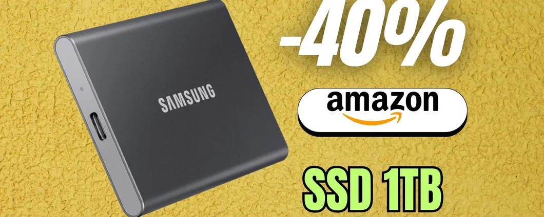 SSD Samsung portatile da 1TB fino a 1.050 MB/s al 40% di sconto